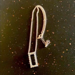 Rectangle crystal pendant necklace